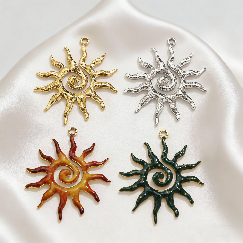 Vintage Fashion Jewelry - 5PCS Stainless Steel Vintage Spiral Sun