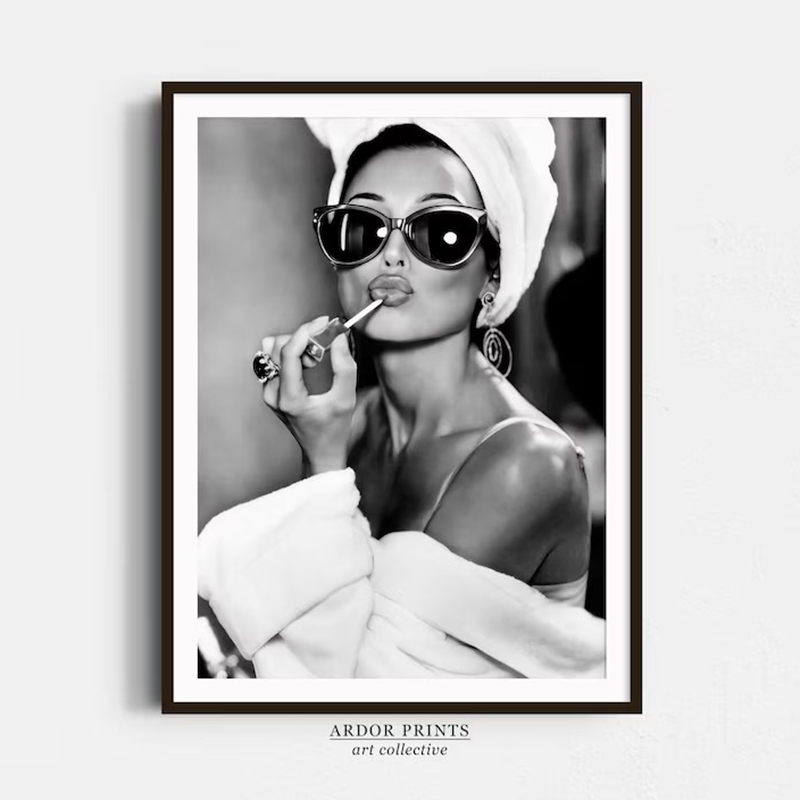 Vintage Fashion Sketches - Audrey Hepburn Lipstick Canvas Art Wall