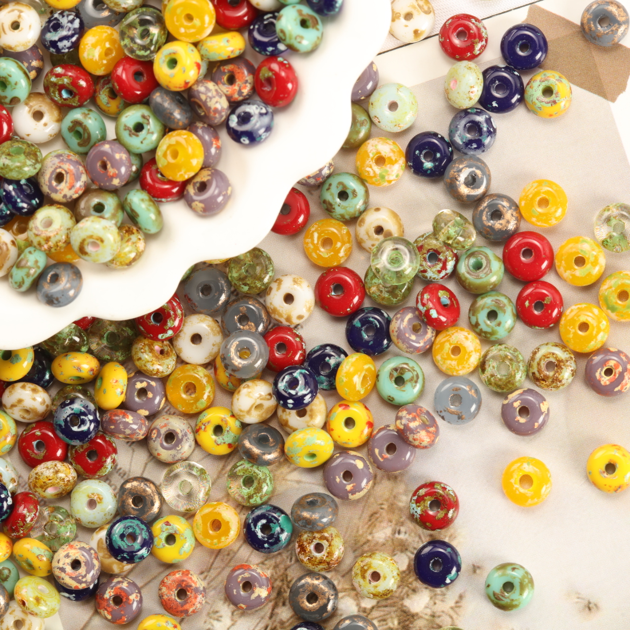3x6mm Vintage Lake Green Brown - Vintage Fashion Wheel のレビューと価格