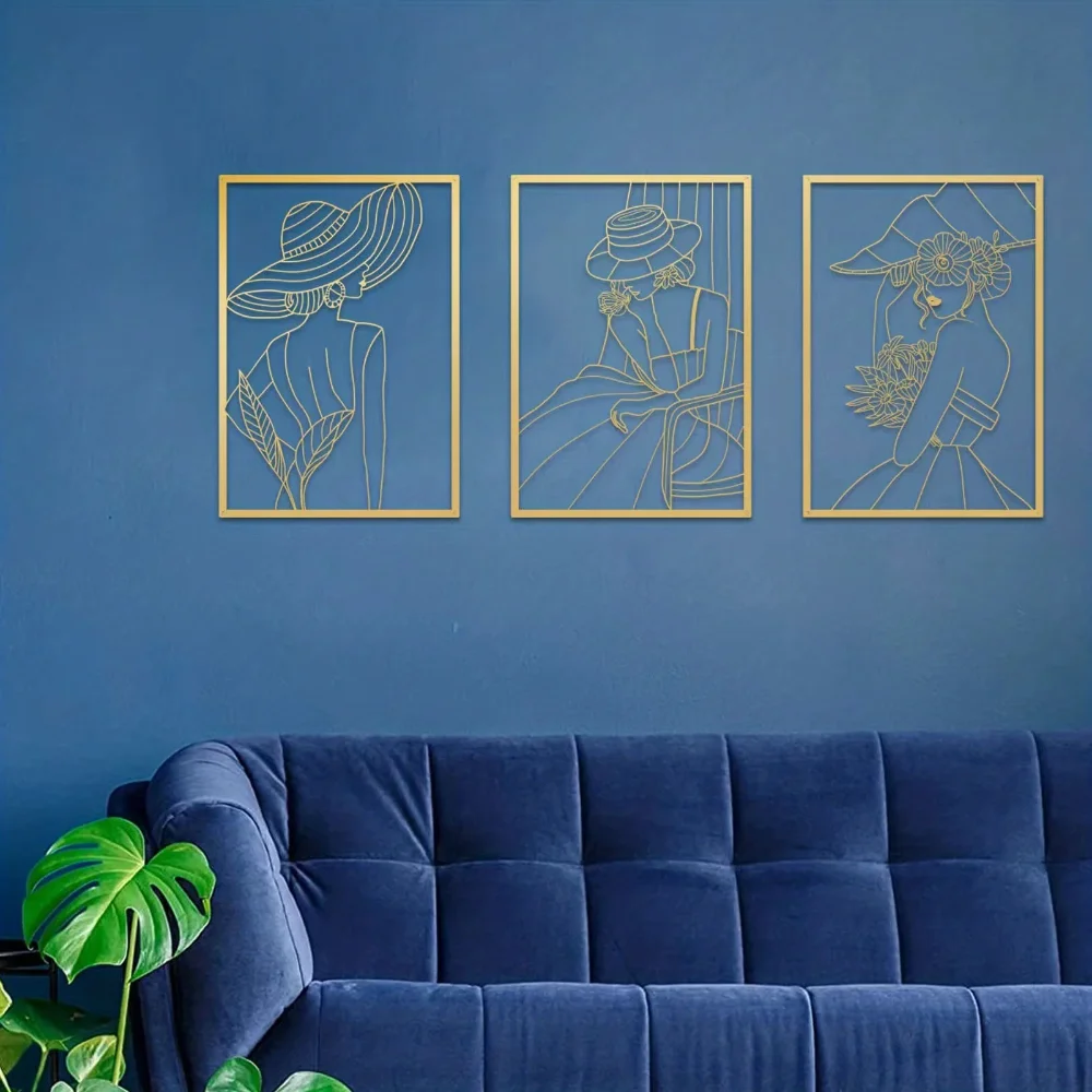 3 Pcs Fashion Lady Metal Wall  - Vintage Fashion Art のレビューと価格