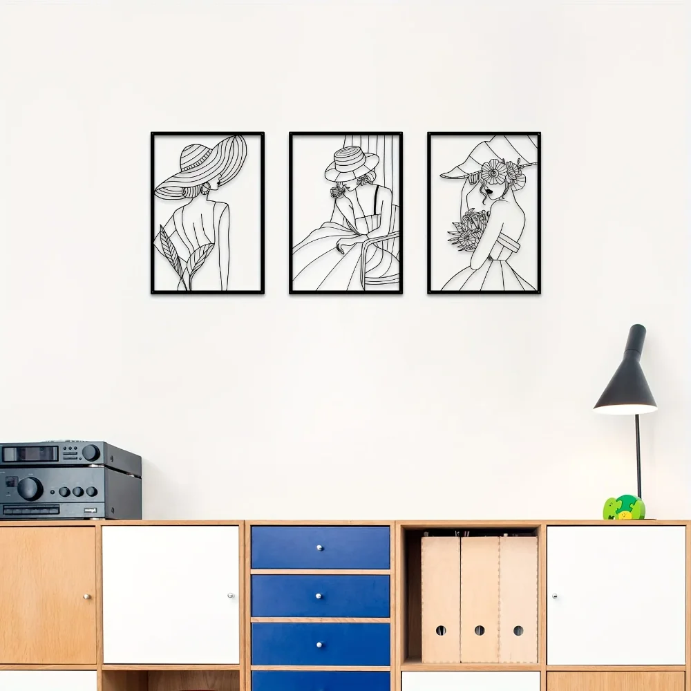 3 Pcs Fashion Lady Metal Wall  - Vintage Fashion Art のレビューと価格