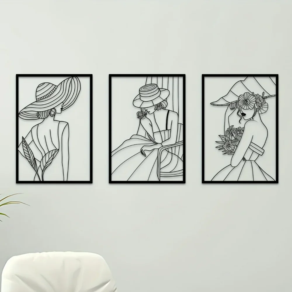 3 Pcs Fashion Lady Metal Wall  - Vintage Fashion Art のレビューと価格