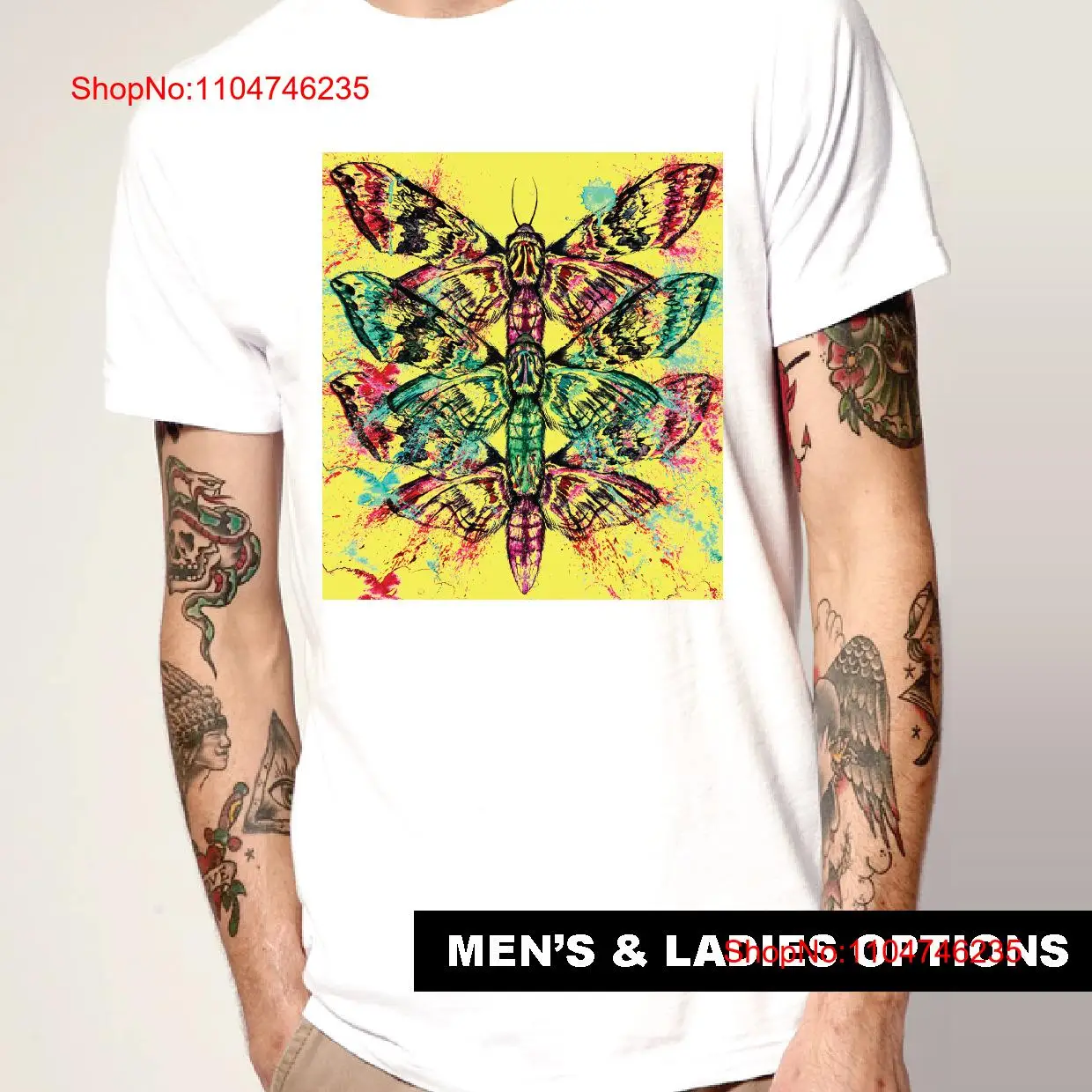 Pop Art T Shirt Abstract Moth  - Vintage Fashion Art のレビューと価格