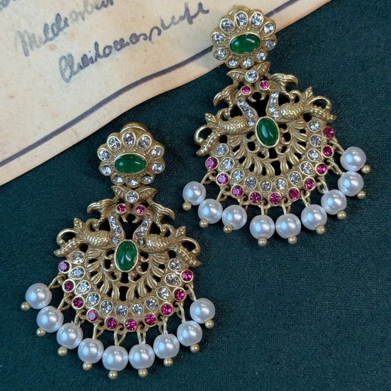 Vintage Emerald Pearl Tassel E - Vintage Fashion Jewelry Brands のレビューと価格