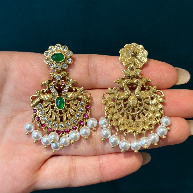 Vintage Emerald Pearl Tassel E - Vintage Fashion Jewelry Brands のレビューと価格