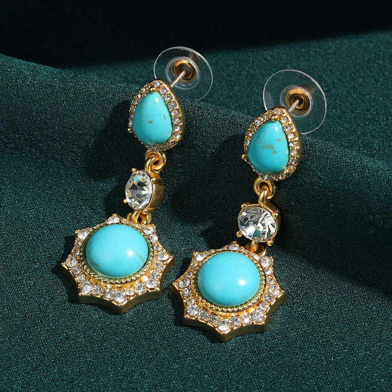 Turquoise Earrings Vintage Dro - Vintage Fashion Vogue のレビューと価格