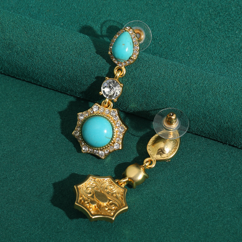 Turquoise Earrings Vintage Dro - Vintage Fashion Vogue のレビューと価格