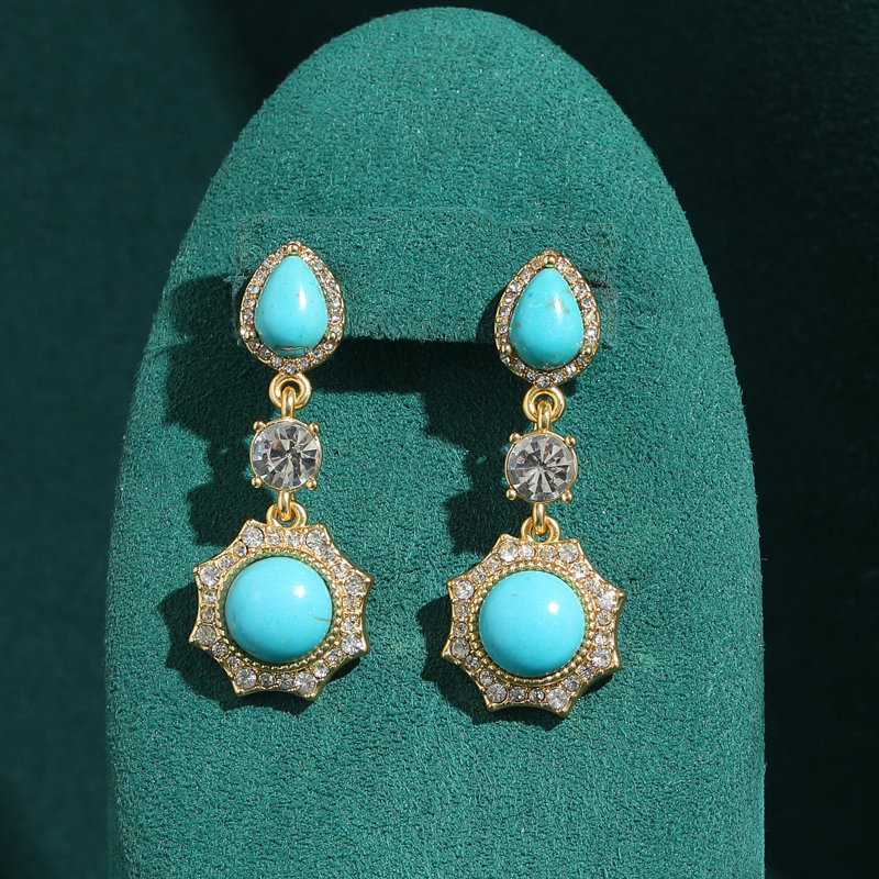 Turquoise Earrings Vintage Dro - Vintage Fashion Vogue のレビューと価格