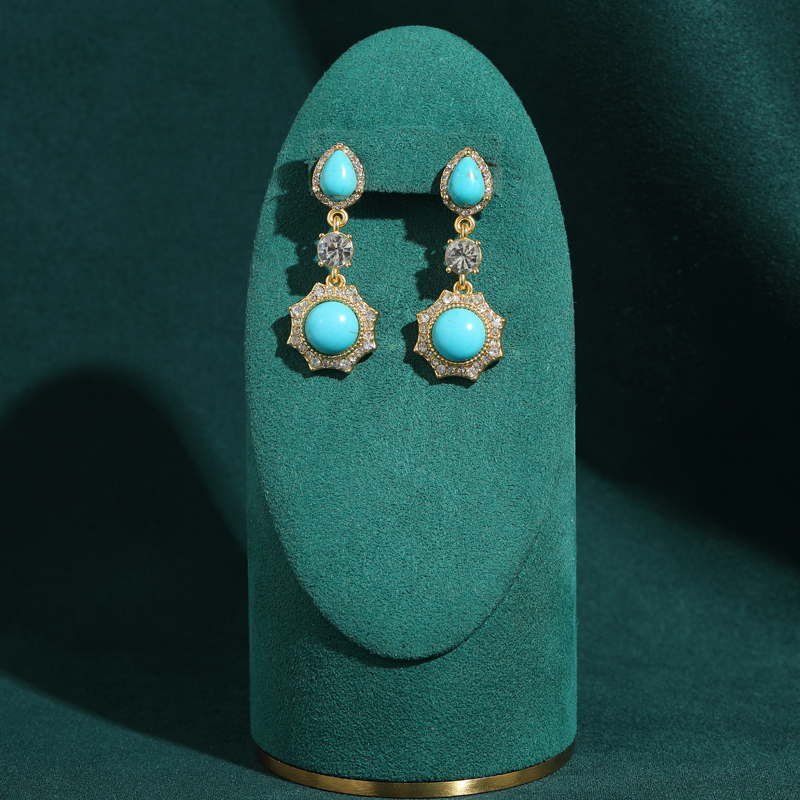 Turquoise Earrings Vintage Dro - Vintage Fashion Vogue のレビューと価格
