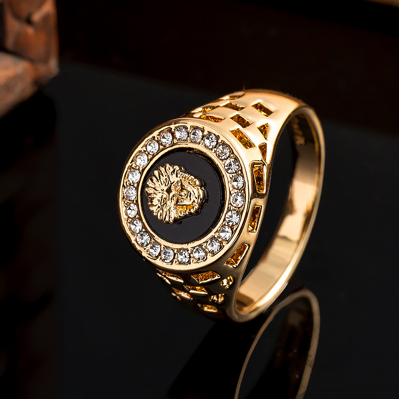 Punk Men Lion Head Rings Cryst - Vintage Fashion Jewelry Brands のレビューと価格