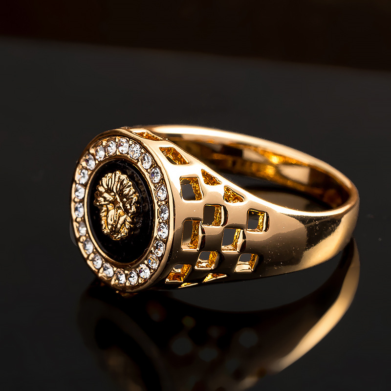 Punk Men Lion Head Rings Cryst - Vintage Fashion Jewelry Brands のレビューと価格