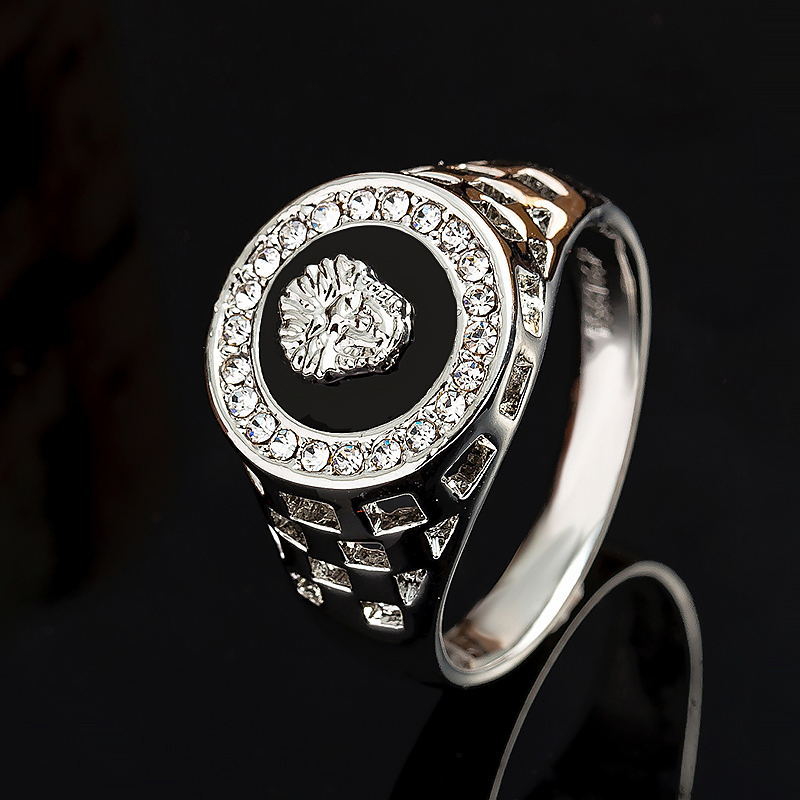Punk Men Lion Head Rings Cryst - Vintage Fashion Jewelry Brands のレビューと価格