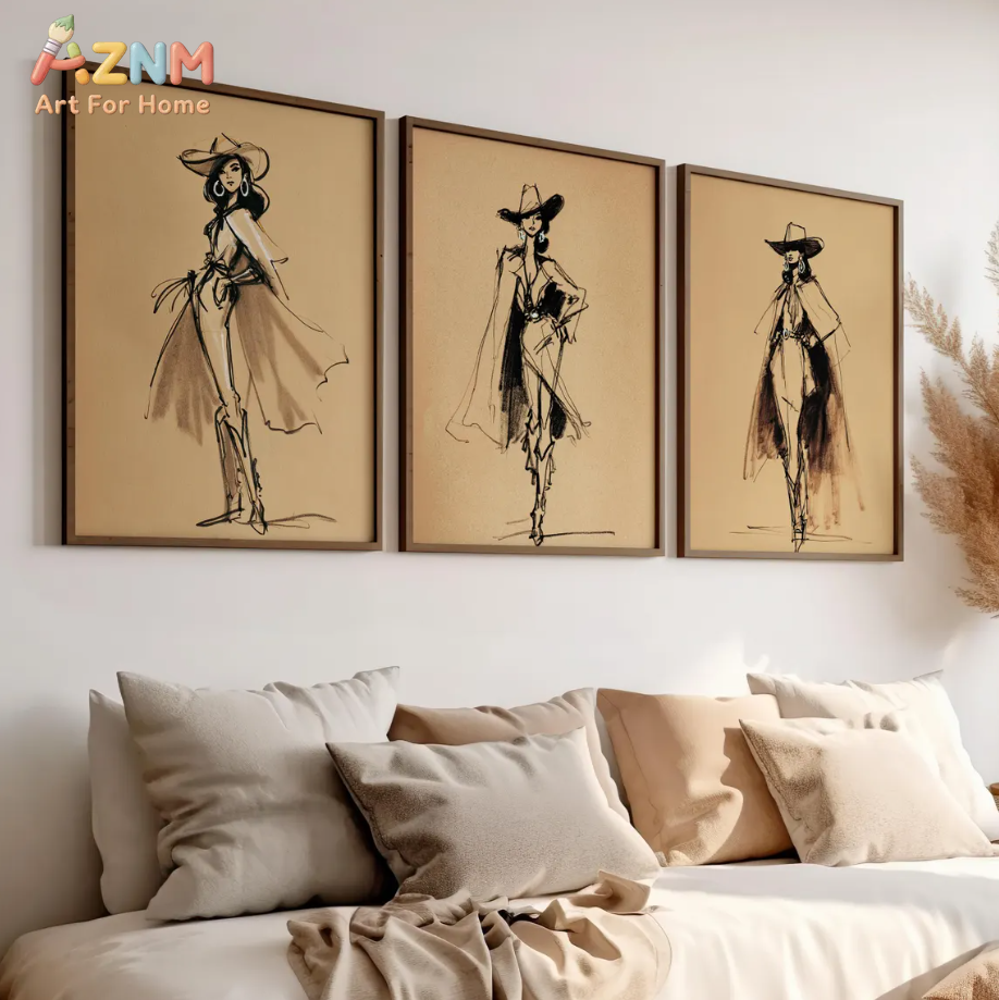 AZNM Vintage Cowgirl Sketch Ca - Vintage Fashion Sketches のレビューと価格