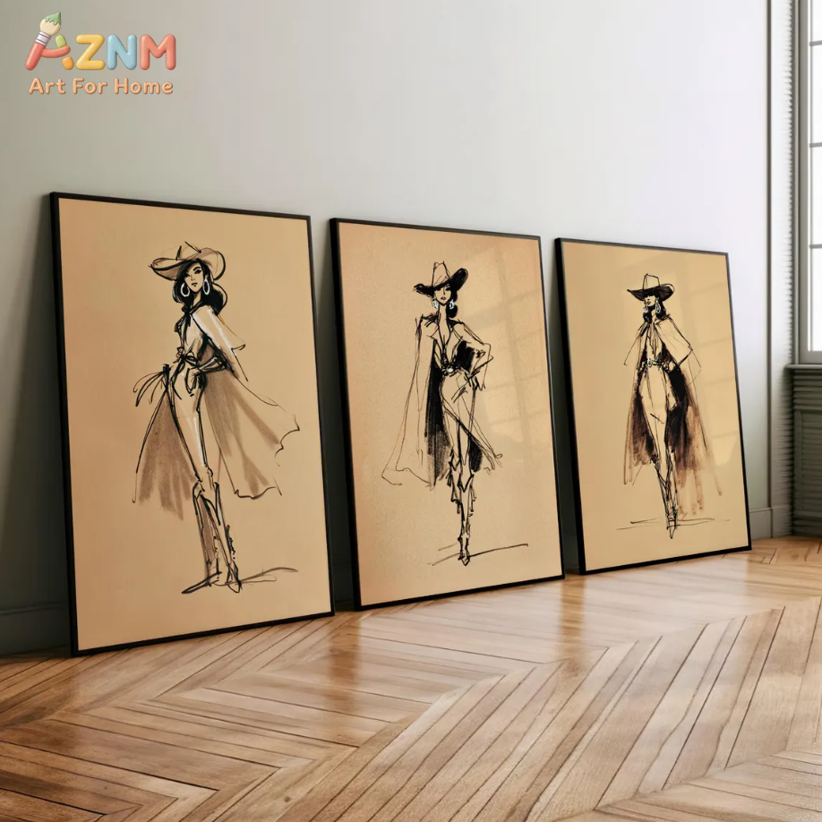 AZNM Vintage Cowgirl Sketch Ca - Vintage Fashion Sketches のレビューと価格