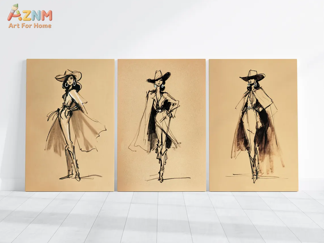 AZNM Vintage Cowgirl Sketch Ca - Vintage Fashion Sketches のレビューと価格