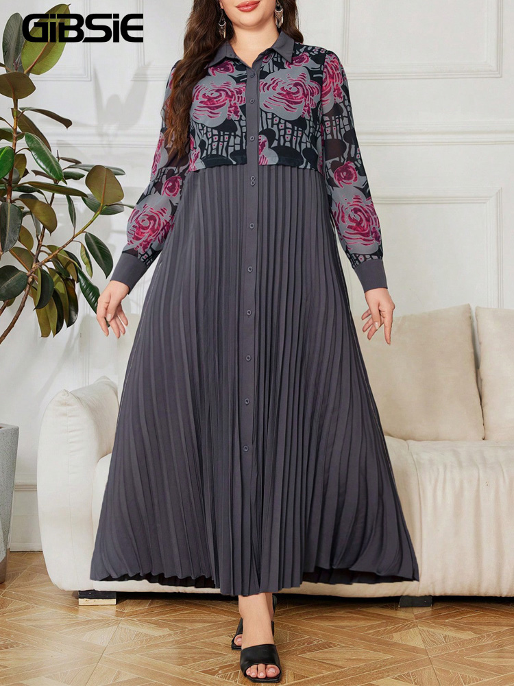 GIBSIE Plus Size 2 In 1 Print  - Vintage Fashion Plus Size のレビューと価格