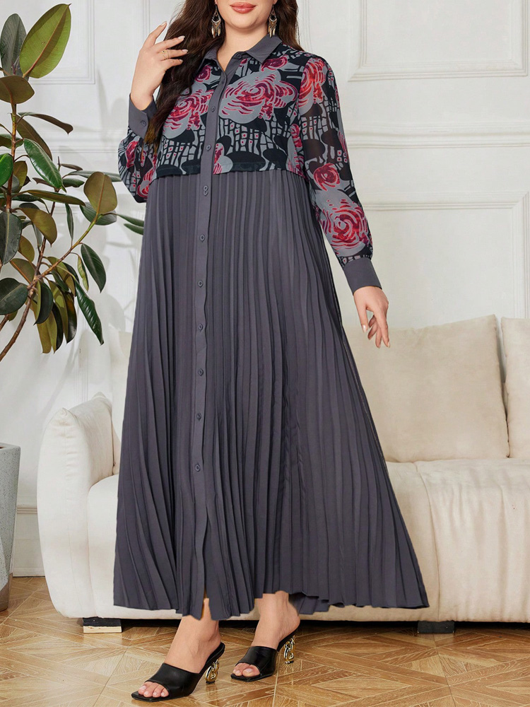 GIBSIE Plus Size 2 In 1 Print  - Vintage Fashion Plus Size のレビューと価格