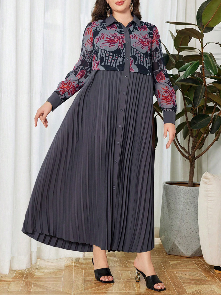 GIBSIE Plus Size 2 In 1 Print  - Vintage Fashion Plus Size のレビューと価格