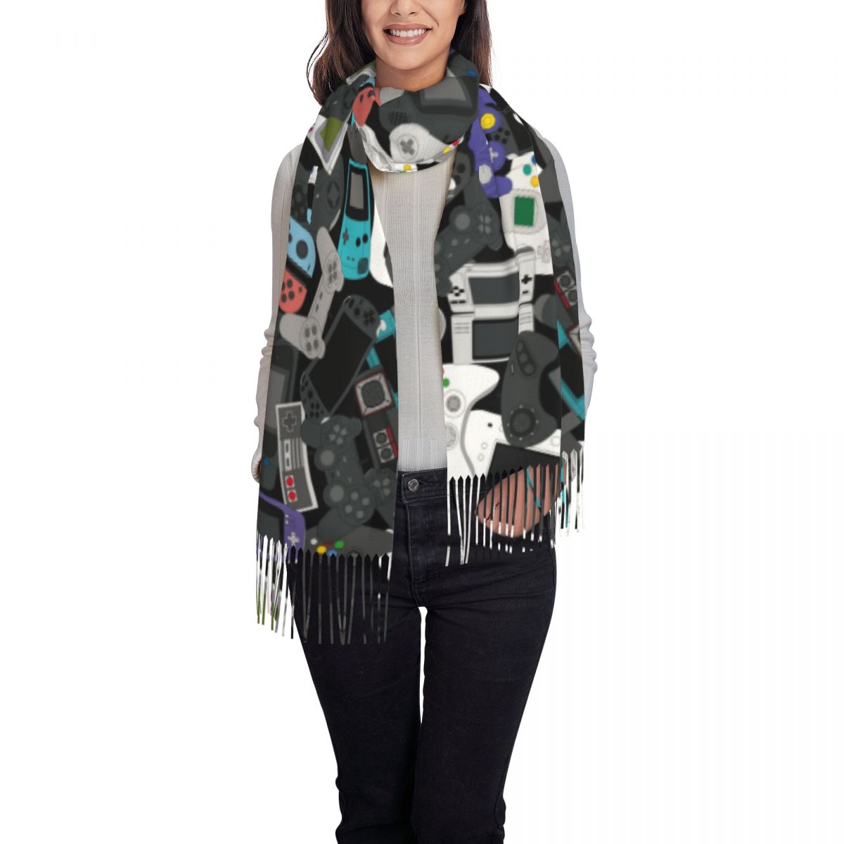 Gamer Controller Tassel Scarf  - Vintage Fashion Video のレビューと価格