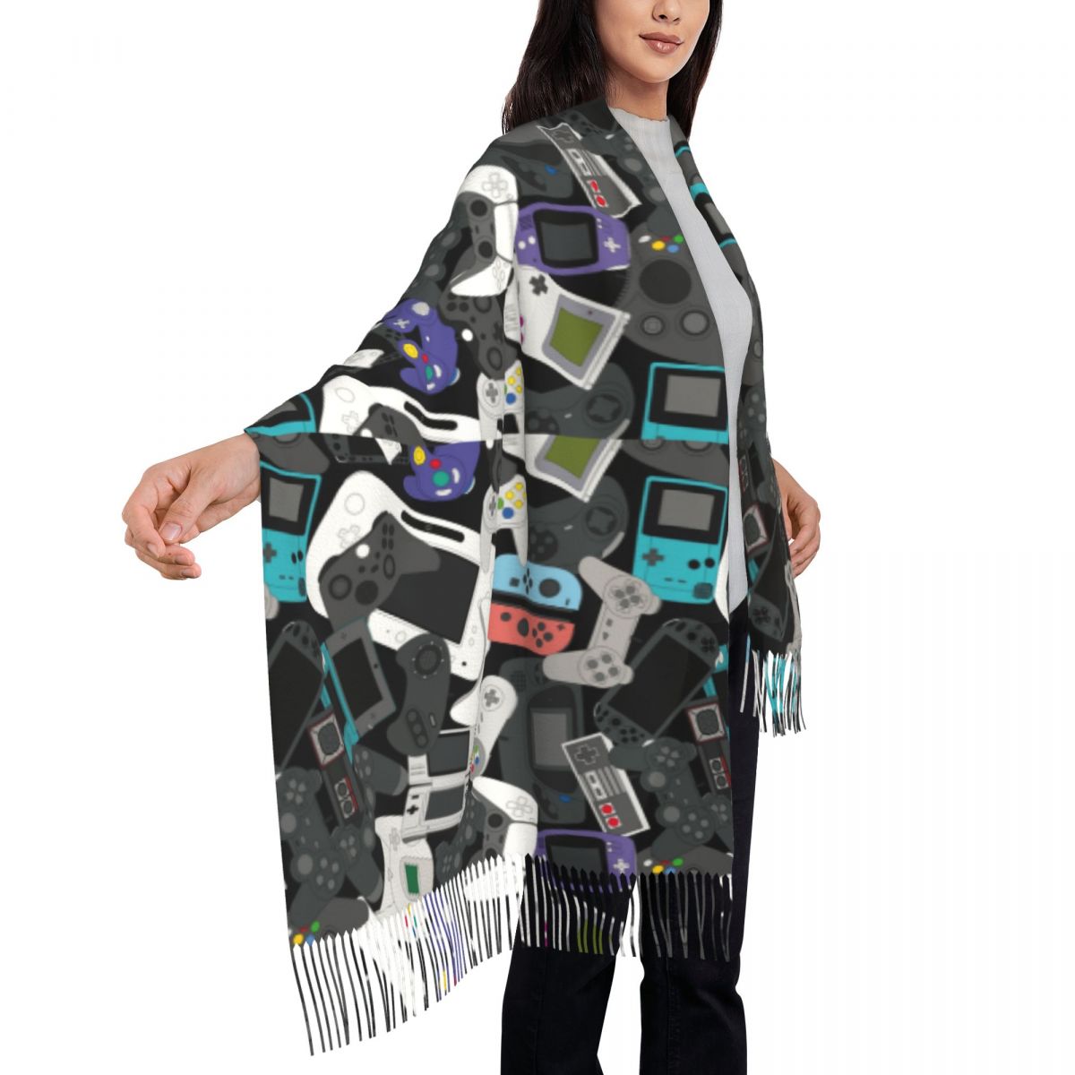 Gamer Controller Tassel Scarf  - Vintage Fashion Video のレビューと価格