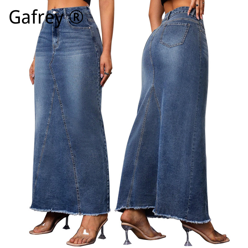 Women Denim Midi Skirt High Wa - Vintage Fashion Jeans のレビューと価格