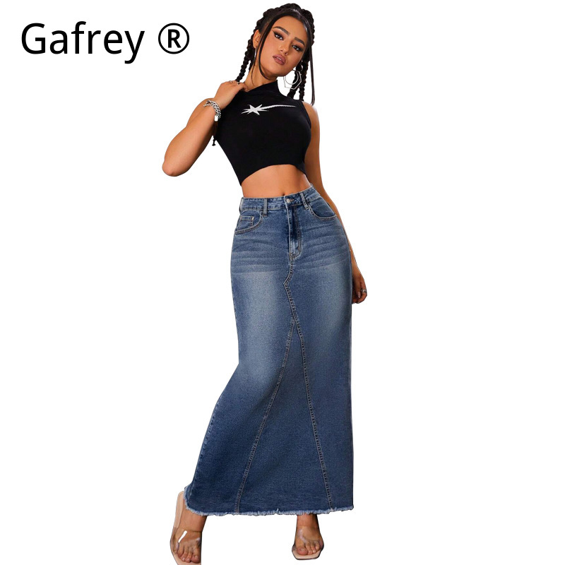 Women Denim Midi Skirt High Wa - Vintage Fashion Jeans のレビューと価格