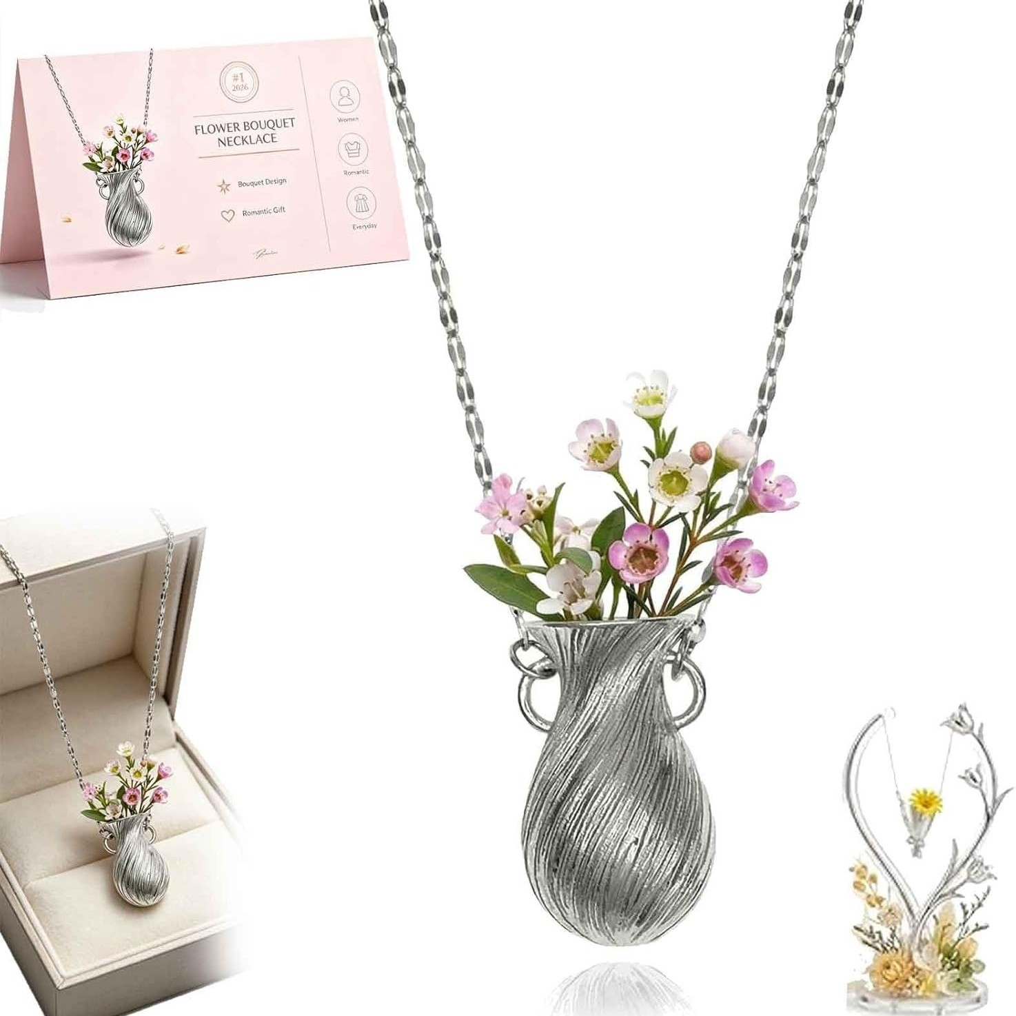 New Flower Bouquet Necklace We - Vintage Fashion Sketches のレビューと価格
