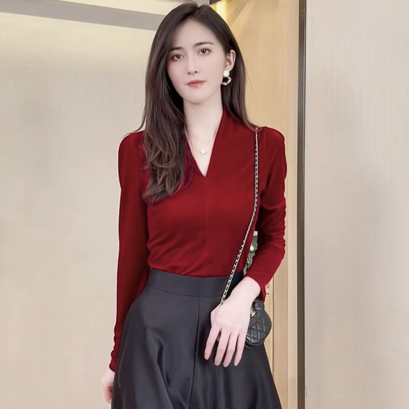 Fashion elegant V-neck long sl - Vintage Fashion Plus Size のレビューと価格
