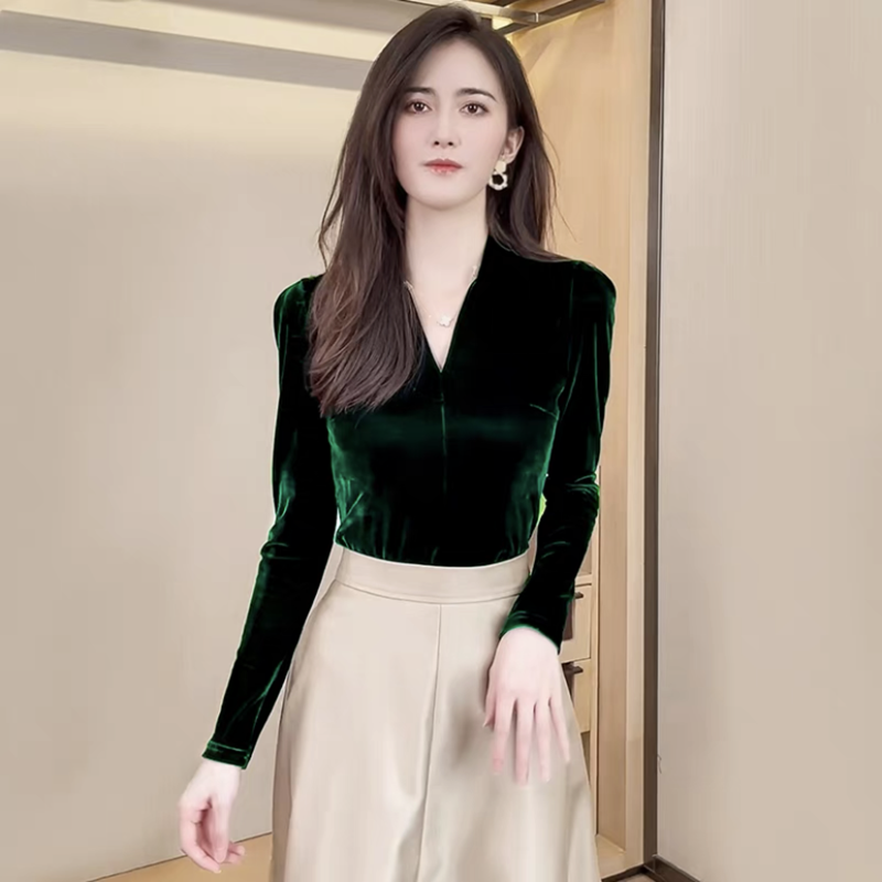 Fashion elegant V-neck long sl - Vintage Fashion Plus Size のレビューと価格