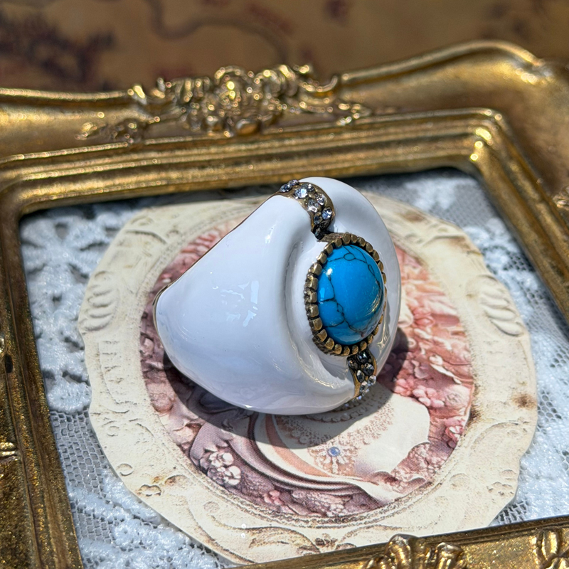 Vintage Turquoise Ring White N - Vintage Fashion Jewelry Brands のレビューと価格