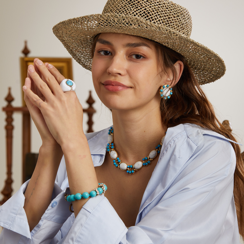 Vintage Turquoise Ring White N - Vintage Fashion Jewelry Brands のレビューと価格