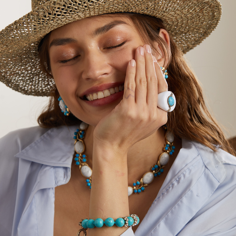 Vintage Turquoise Ring White N - Vintage Fashion Jewelry Brands のレビューと価格