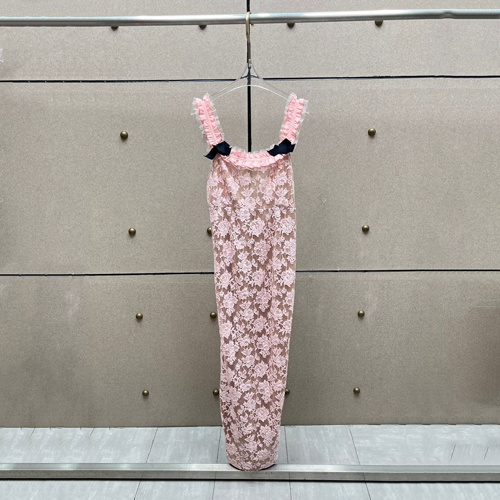 Vintage Pink Lace Maxi Dress W - Vintage Fashion Collection のレビューと価格