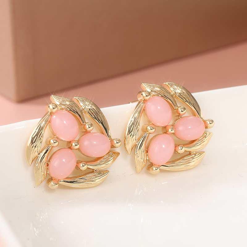 Vintage Inlay Pink Stone Flowe - Vintage Fashion Vogue のレビューと価格