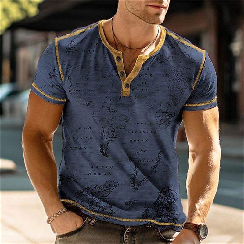 Men's Henry Shirts Funny 3D Pr - Vintage Fashion Mens のレビューと価格