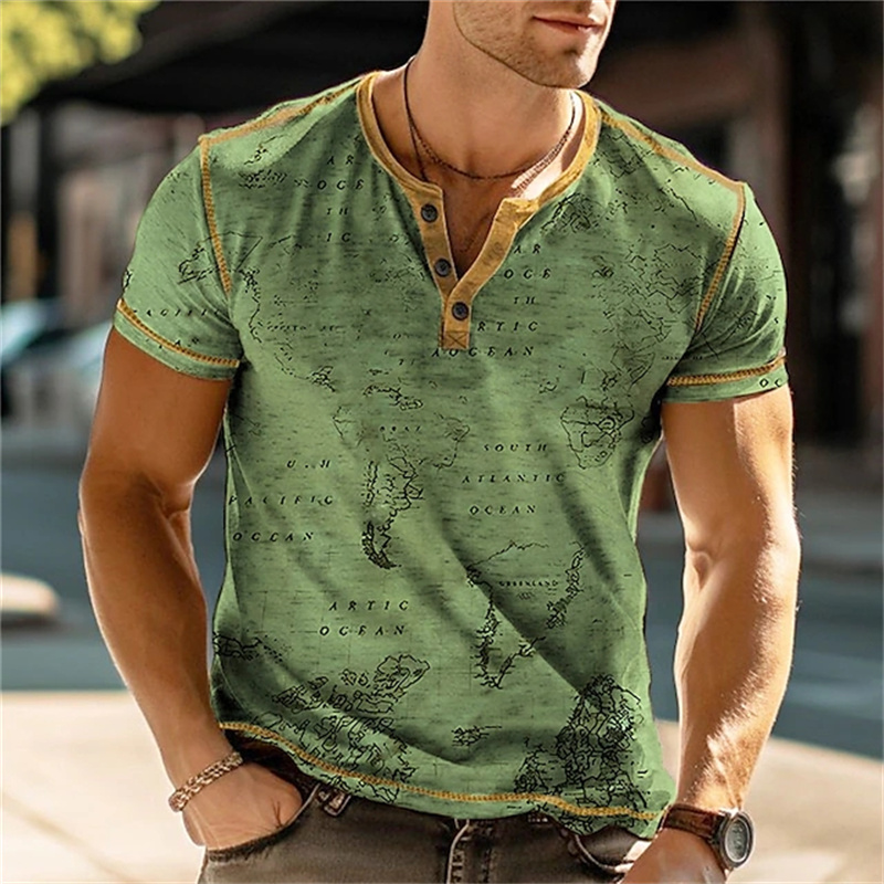 Men's Henry Shirts Funny 3D Pr - Vintage Fashion Mens のレビューと価格