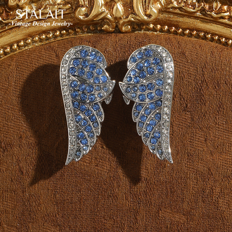 Vintage Angel Wing Blue Earrin - Vintage Fashion Jewelry Brands のレビューと価格