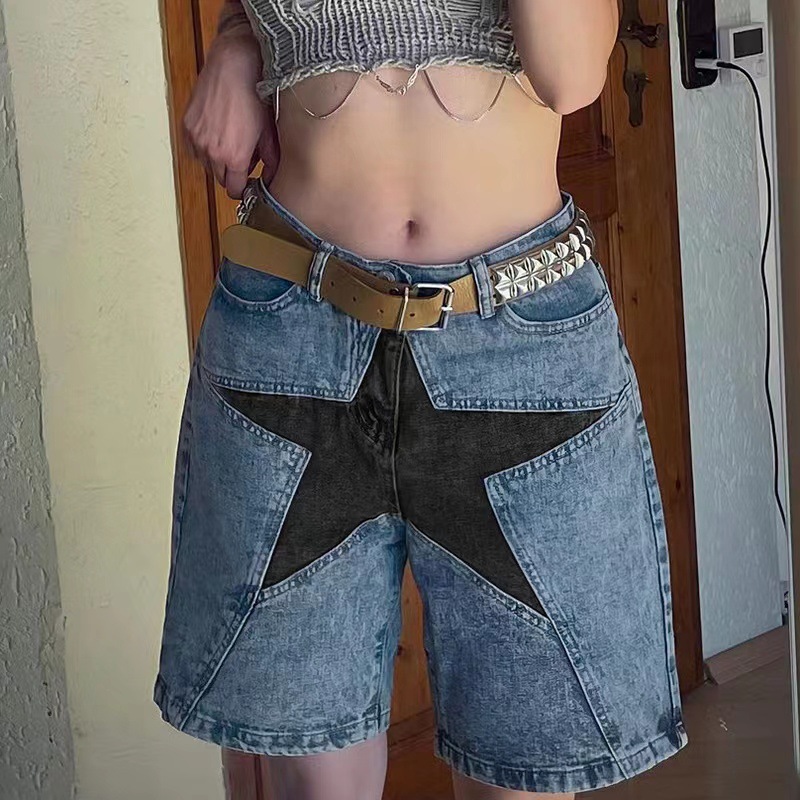 Stars Patchwork Women Short Je - Vintage Fashion Jeans のレビューと価格