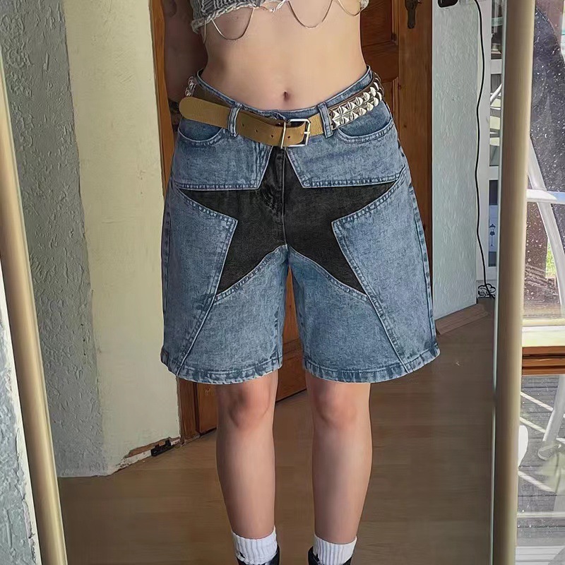 Stars Patchwork Women Short Je - Vintage Fashion Jeans のレビューと価格