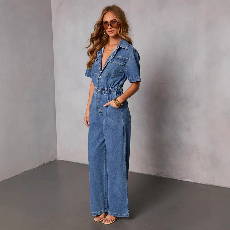 Retro Fashion Short Sleeve Den - Vintage Fashion Jeans のレビューと価格