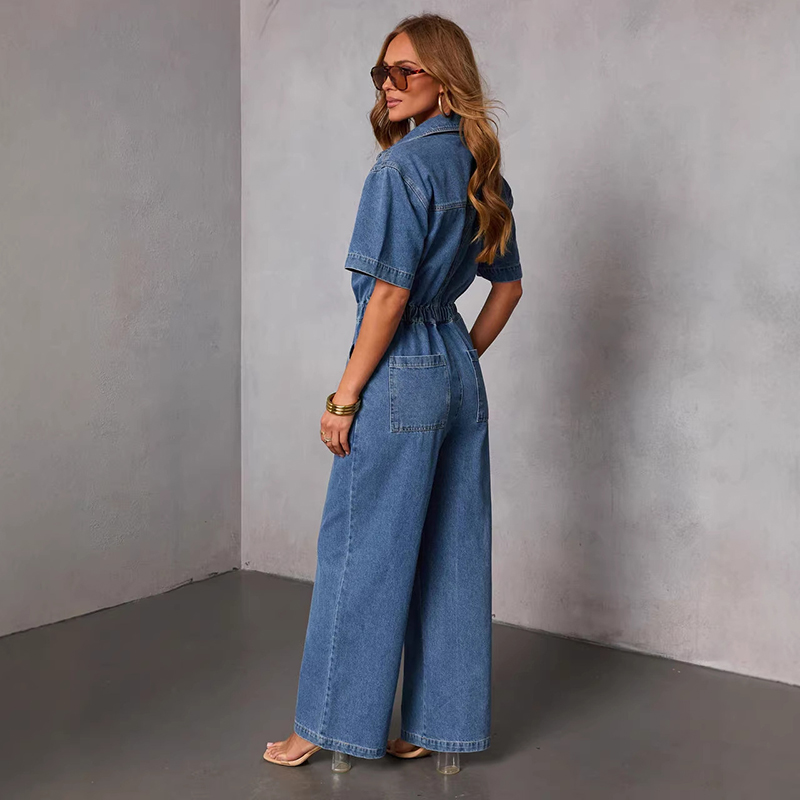 Retro Fashion Short Sleeve Den - Vintage Fashion Jeans のレビューと価格